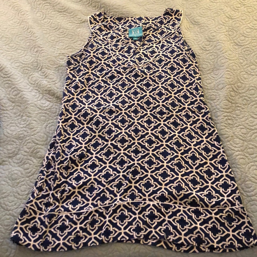 Blue and white dress